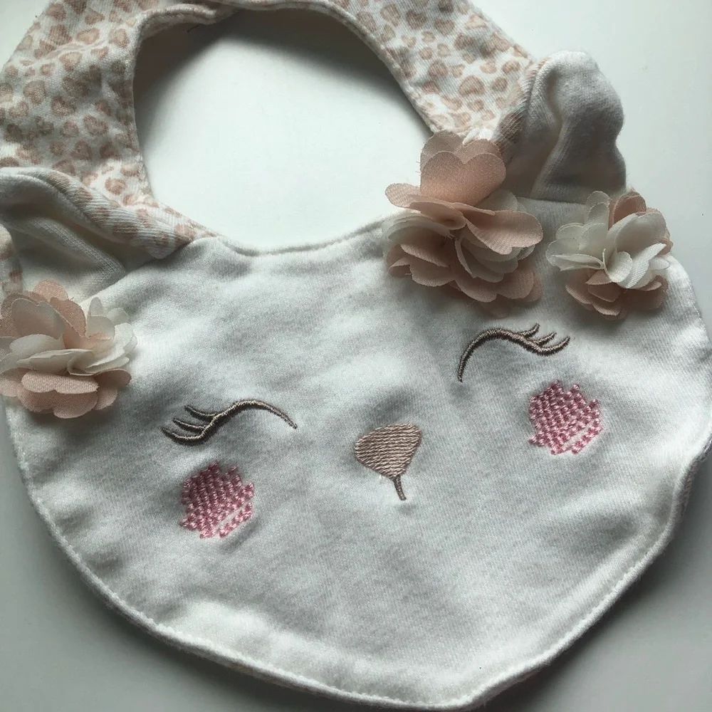 Leopard Cat Bib Floral 3-6 Months